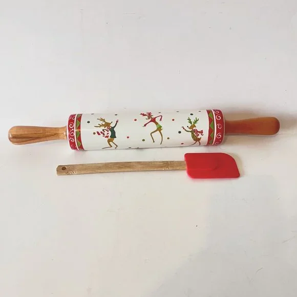 KitchenAid Slider Cookie Sheet, CounterArt Reindeer Rolling Pin & Spatula Set - Picture 5 of 16